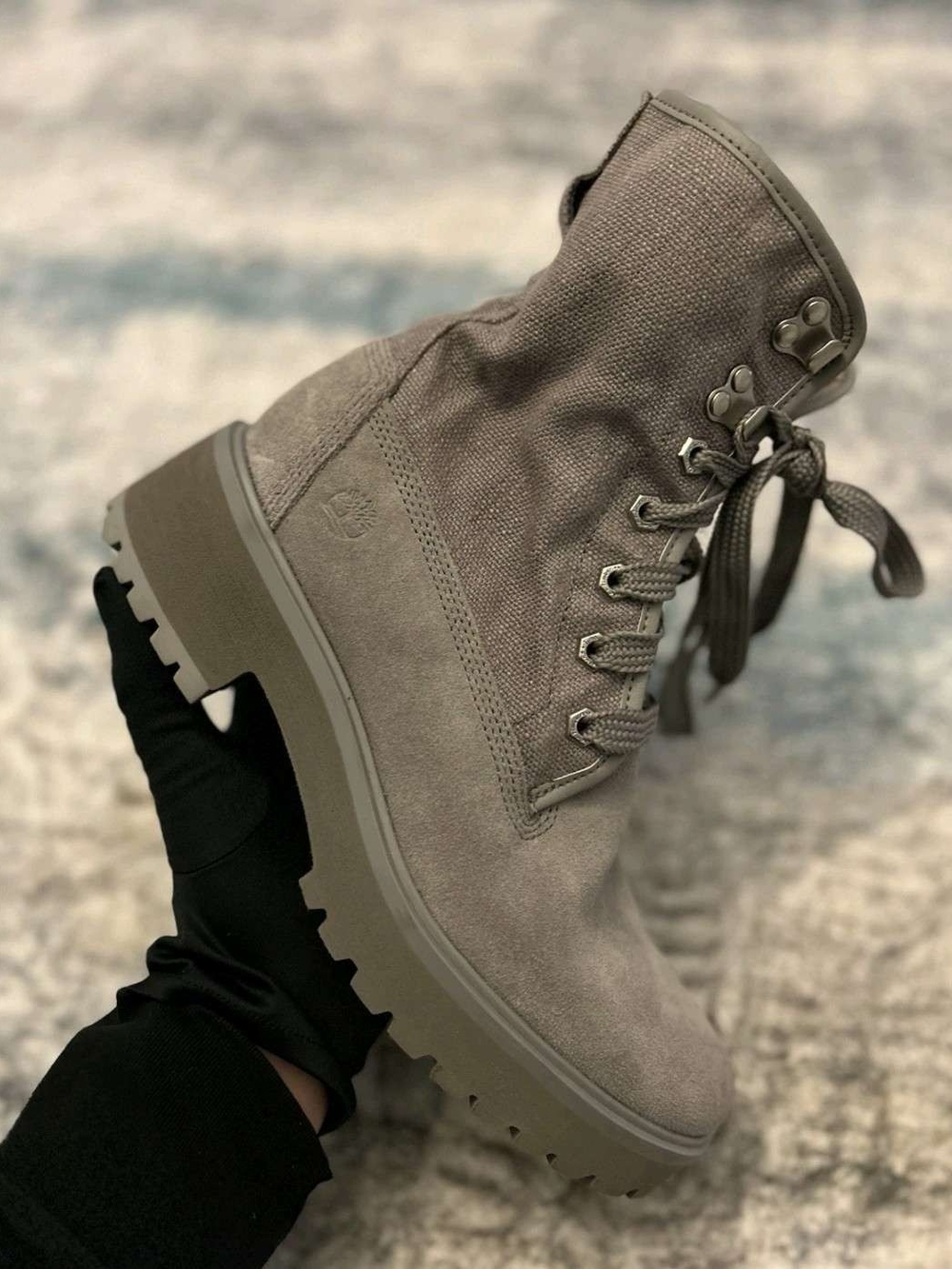 TIMBERLAND A2592 CARNABY COOL FOLD-DOWN WOMENS GREY, RED BOOTS Size 8